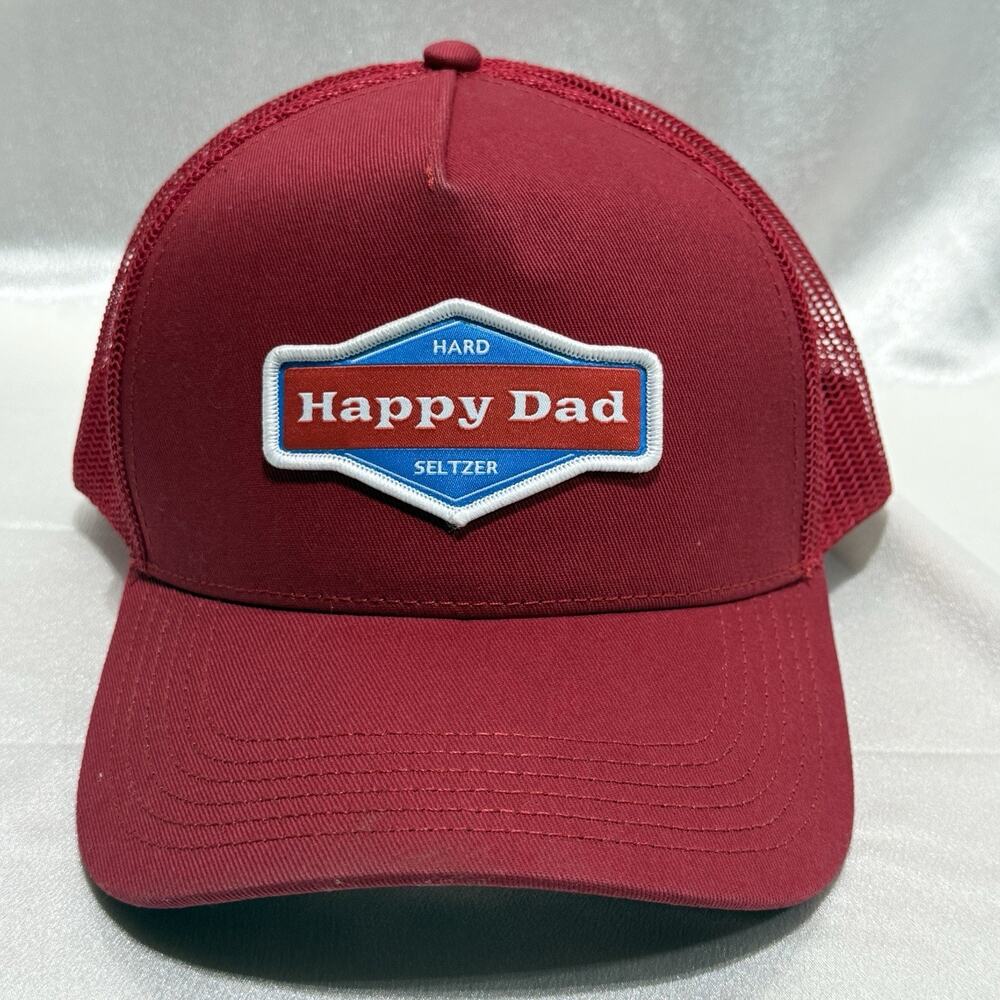 Happy Dad Hard Seltzer Trucker Hat Red with Adjustable Strap